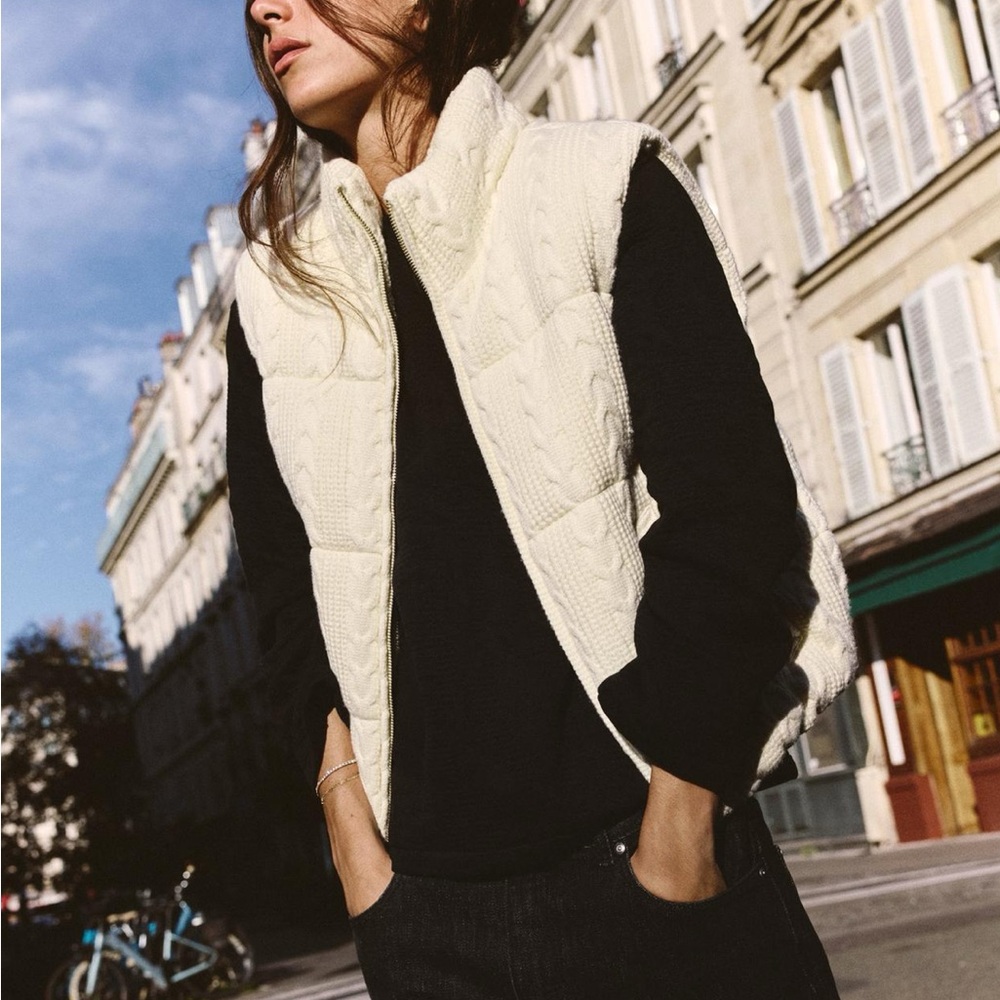 NWT Zara Cable Knit Puffer Vest